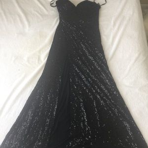Full length ball gown with high slit